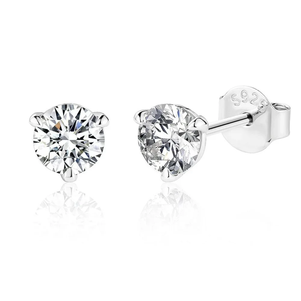 Certified 1ct. t.w. Moissanite Diamond Round Stud Earrings NEW